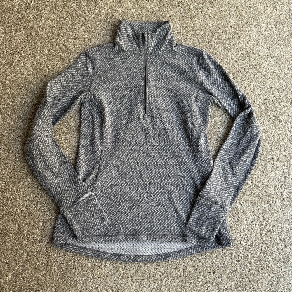 Lululemon Pullover Womens Small Gray Herringbone 1/4 Zip Long Sleeve Running Top